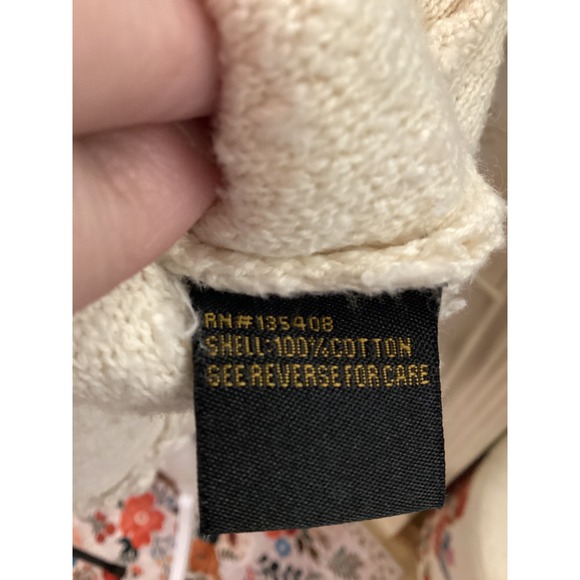 STS Ranchwear Cream Fuzzy Sherpa Quarter Zip Pullover Sweater Teal Stripe Size L - Picture 6 of 6